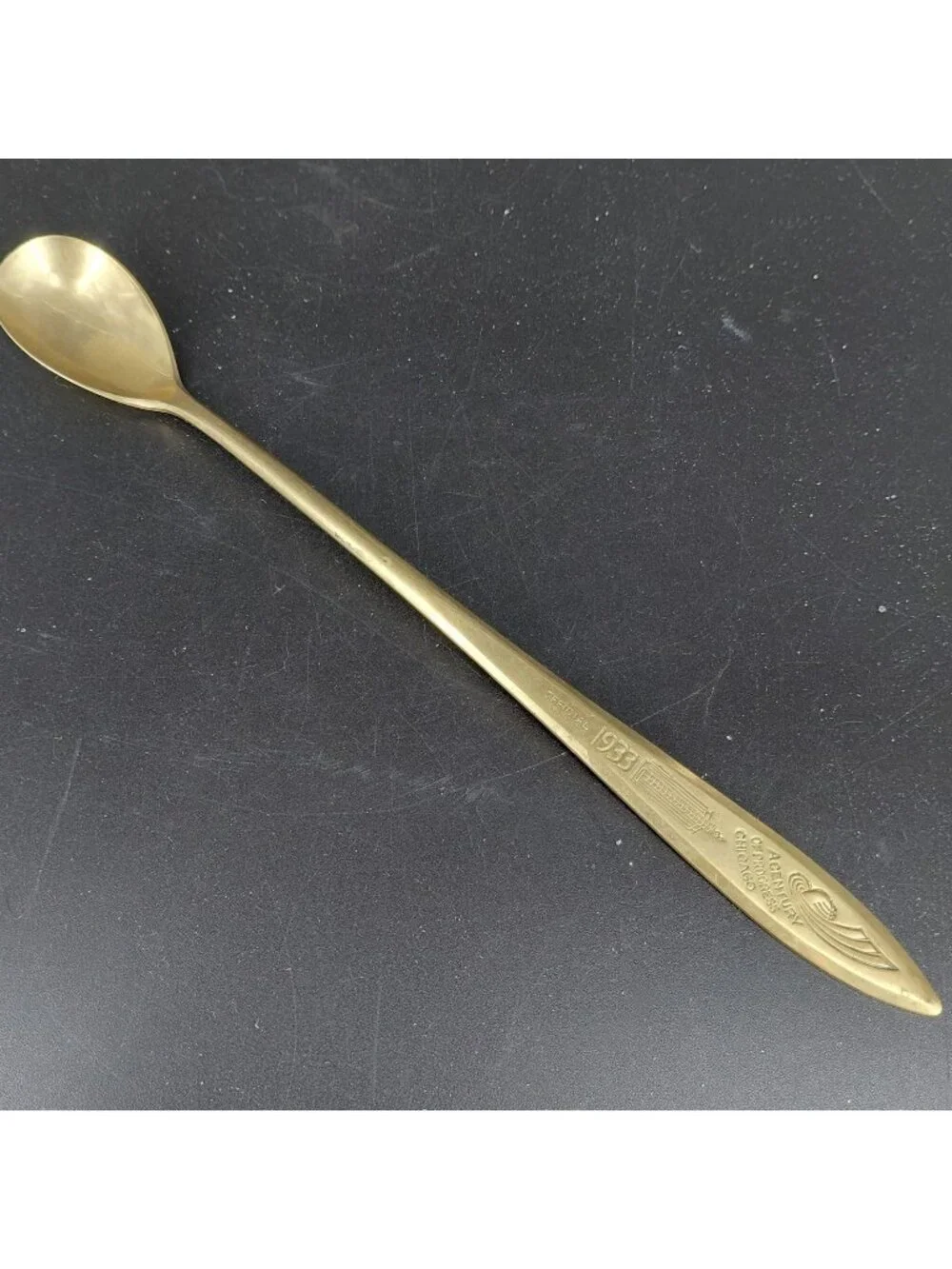 Vintage Dirigold 1933 Century Of Progress Chicago Souvenir Spoon Worlds Fair